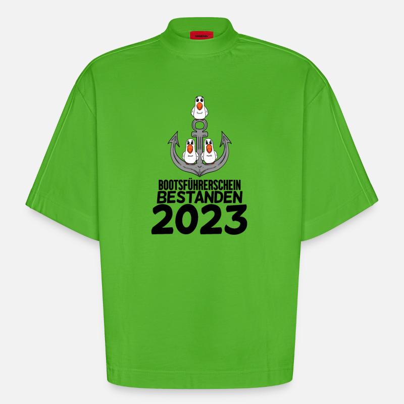 Bootsführerschein 2023 Motorboot Geschenk - Heavyweight Oversized Organic Boxy T-Shirt Made in EU - Apple Neon