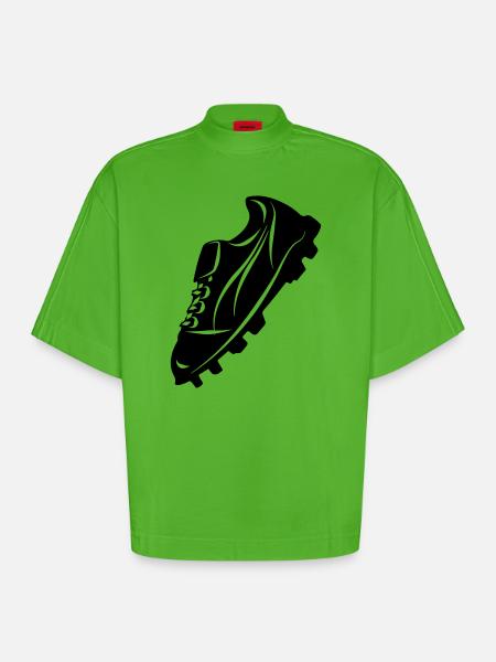 Fußballschuh transparente Schattenfigur - Heavyweight Oversized Organic Boxy T-Shirt Made in EU - Apple Neon