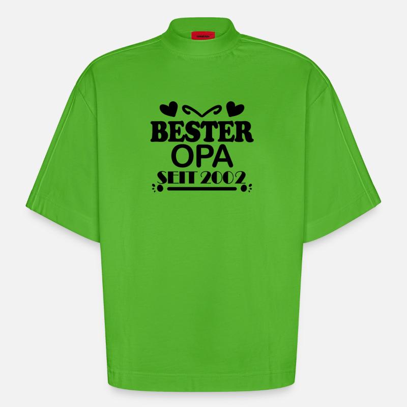 Bester Opa seit 2002 - Heavyweight Oversized Organic Boxy T-Shirt Made in EU - Apple Neon