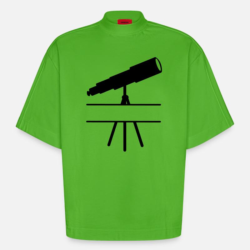 Teleskop-Schattenbild mit Leerzeichen oder Balken - Heavyweight Oversized Organic Boxy T-Shirt Made in EU - Apple Neon