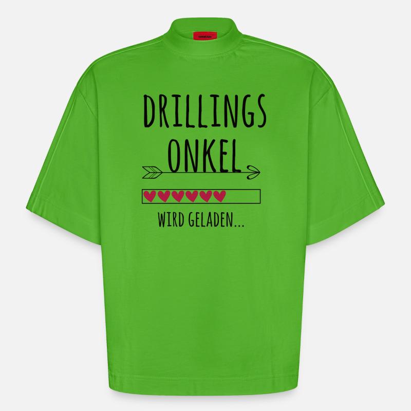 werdender Drillingsonkel Schwangerschaft Drillinge - Heavyweight Oversized Organic Boxy T-Shirt Made in EU - Apple Neon