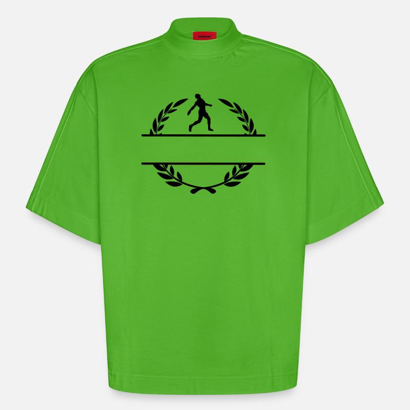 Diskuswerfer, Sieger im Lorbeerkranz - Heavyweight Oversized Organic Boxy T-Shirt Made in EU - Apple Neon