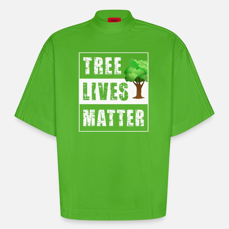 Tree Trees - Heavyweight Oversized Organic Boxy T-Shirt Made in EU - Apple Neon