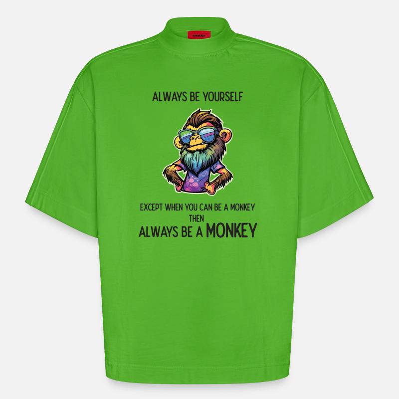 Sei immer ein Affe - Heavyweight Oversized Organic Boxy T-Shirt Made in EU - Apple Neon