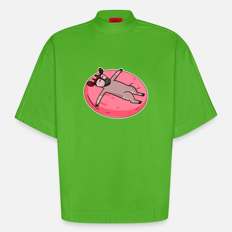 Schlafendes Okapi Waldgiraffe - Heavyweight Oversized Organic Boxy T-Shirt Made in EU - Apple Neon