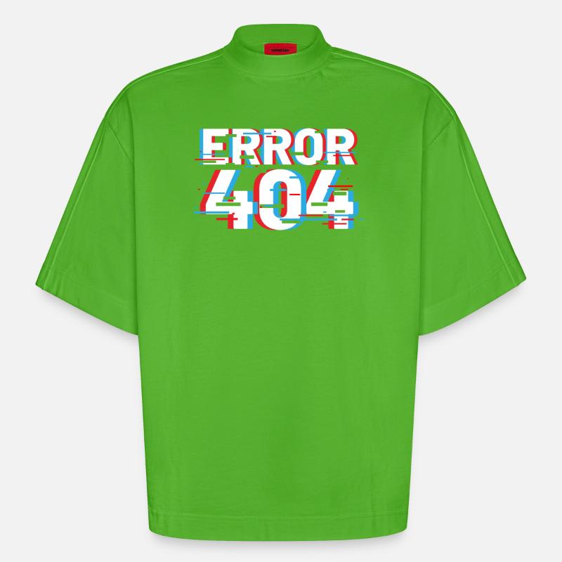 Error 404 Glitch - Heavyweight Oversized Organic Boxy T-Shirt Made in EU - Apple Neon