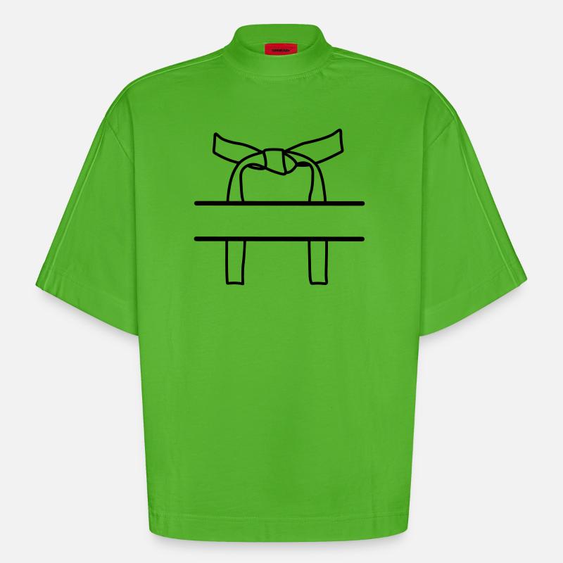 Transparentes Band oder Obi - Heavyweight Oversized Organic Boxy T-Shirt Made in EU - Apple Neon