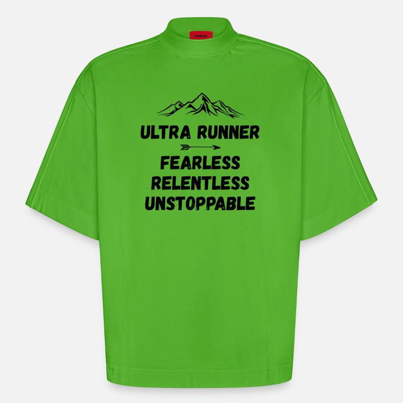 Ultra Runner - Intrépide. Implacable. Imparable. - T-shirt bio épais oversize Boxy fabriqué en UE - Apple Neon