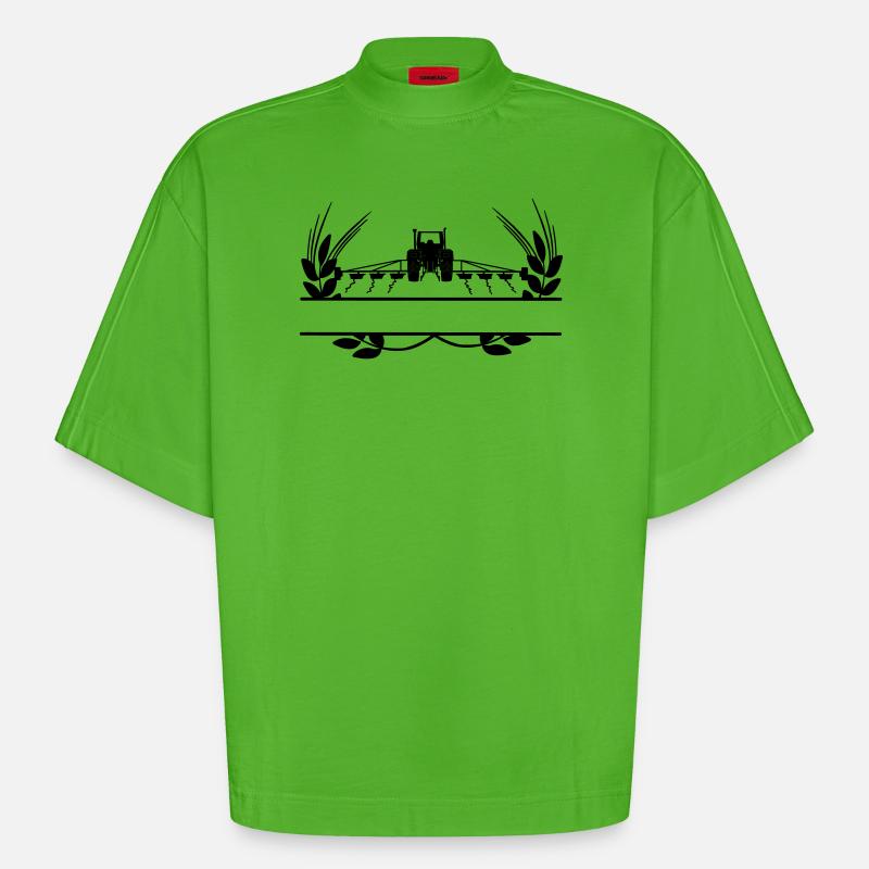Ackerbau Traktor Getreideanbau - Heavyweight Oversized Organic Boxy T-Shirt Made in EU - Apple Neon