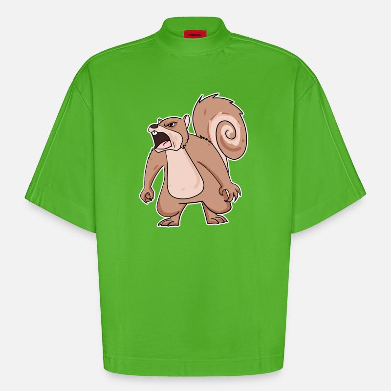 wütendes Eichhörnchen - Heavyweight Oversized Organic Boxy T-Shirt Made in EU - Apple Neon