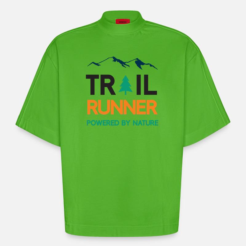 Trail Runner - Powered by Nature - Heavyweight Oversized Organic Boxy T-Shirt Made in EU - Apple Neon
