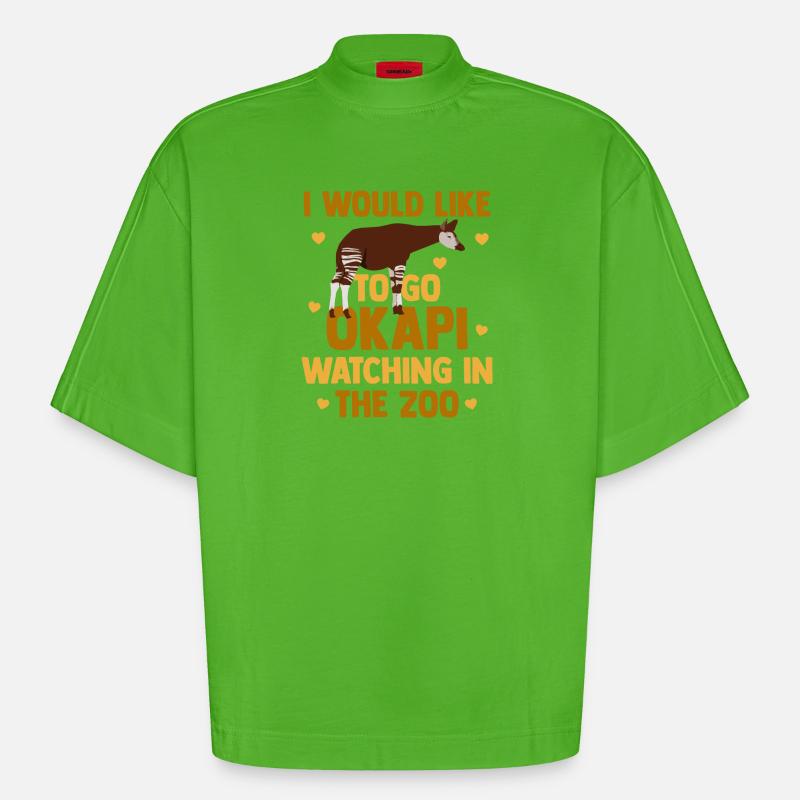 Okapi im Einklang mit der Natur - Heavyweight Oversized Organic Boxy T-Shirt Made in EU - Apple Neon
