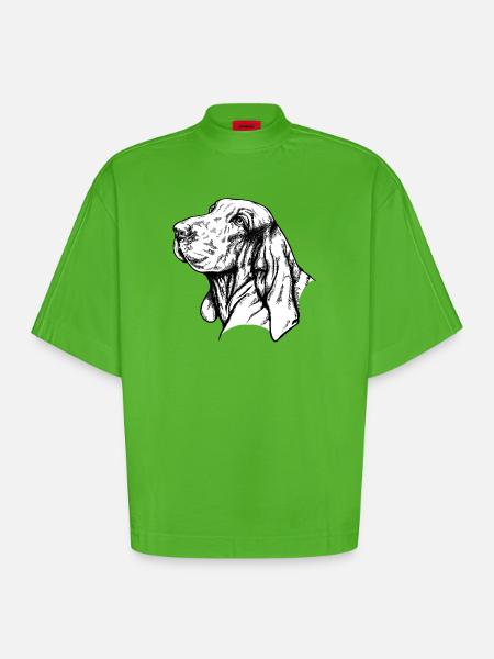 Bracco Italiano Portrait - Heavyweight Oversized Organic Boxy T-Shirt Made in EU - Apple Neon