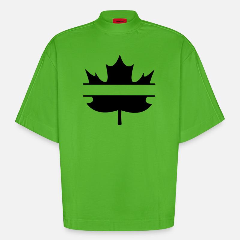 Maple leaf canada middle space veröffentlicht - Heavyweight Oversized Organic Boxy T-Shirt Made in EU - Apple Neon