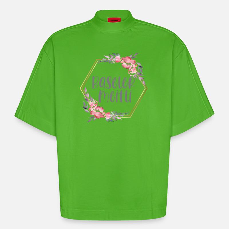 Schweiz Basel Mädchen Heimat Geschenk - Heavyweight Oversized Organic Boxy T-Shirt Made in EU - Apple Neon