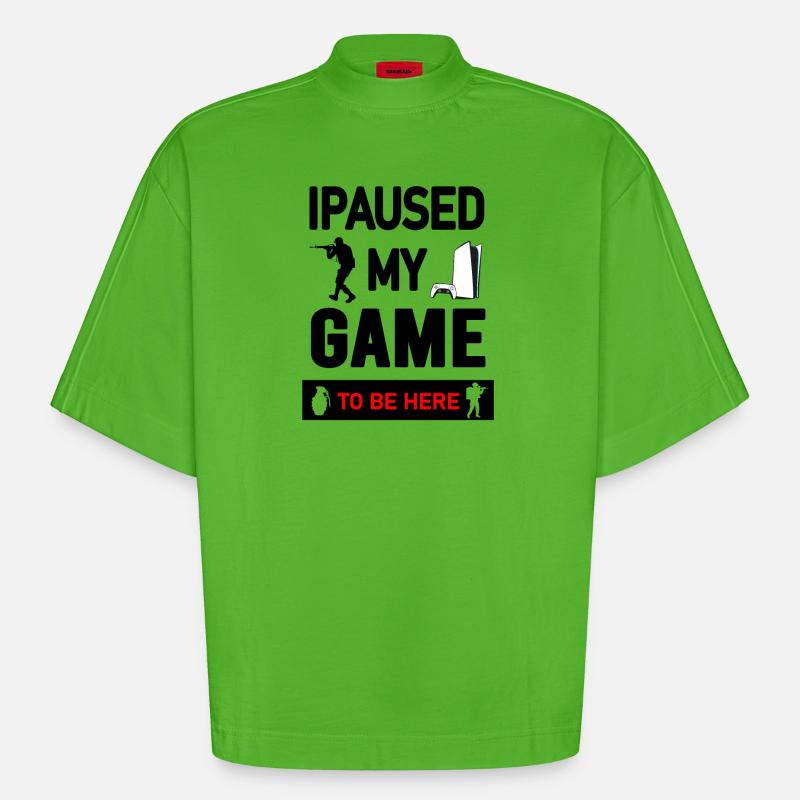 Gaming Console and Controller Graphic Design - Heavyweight Oversized Organic Boxy T-Shirt Made in EU - Apple Neon
