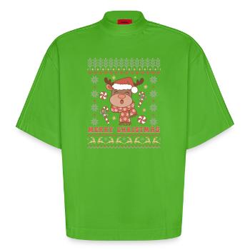 Hässlicher Weihnachtspullover - Heavyweight Oversized Organic Boxy T-Shirt Made in EU - Apple Neon - Vorne
