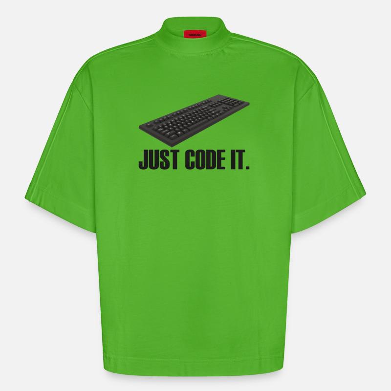 Il suffit de le coder - T-shirt bio épais oversize Boxy fabriqué en UE - Apple Neon
