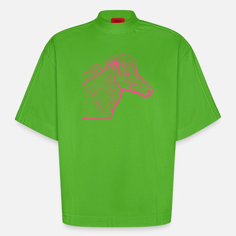 Pferd rosa pink - Heavyweight Oversized Organic Boxy T-Shirt Made in EU - Apple Neon