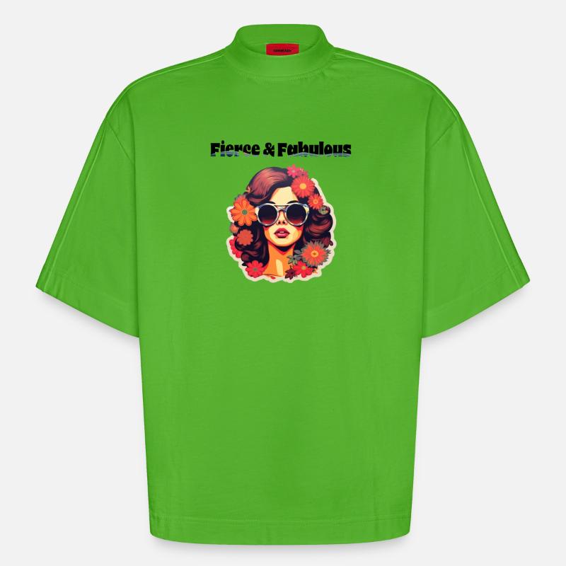 Féroce et fabuleux - T-shirt bio épais oversize Boxy fabriqué en UE - Apple Neon