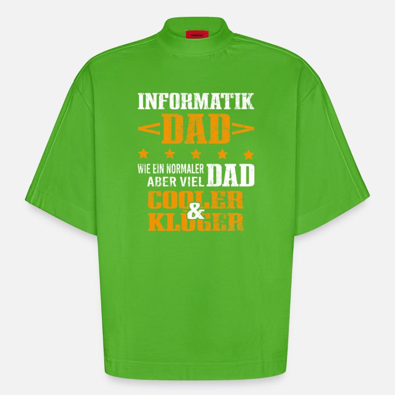 Informatiker Vater Programmierer Technik-Nerd - Heavyweight Oversized Organic Boxy T-Shirt Made in EU - Apple Neon