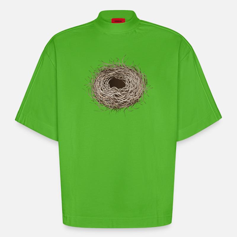 leeres Vogelnest oder Osternest zum Frühling - Heavyweight Oversized Organic Boxy T-Shirt Made in EU - Apple Neon