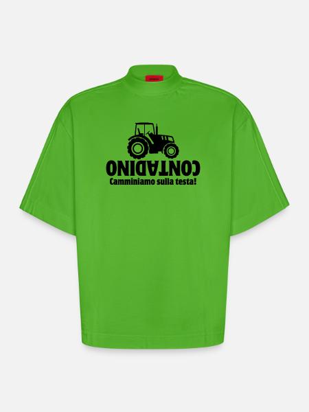 farmer, Italy, farmer - Heavyweight Oversized Organic Boxy T-Shirt Made in EU - Apple Neon