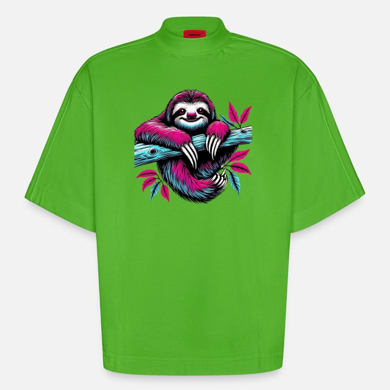 Faultier - Heavyweight Oversized Organic Boxy T-Shirt Made in EU - Apple Neon