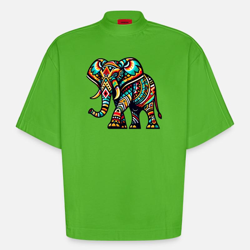 Éléphant - T-shirt bio épais oversize Boxy fabriqué en UE - Apple Neon