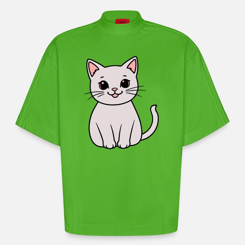 graues Kätzchen - Heavyweight Oversized Organic Boxy T-Shirt Made in EU - Apple Neon
