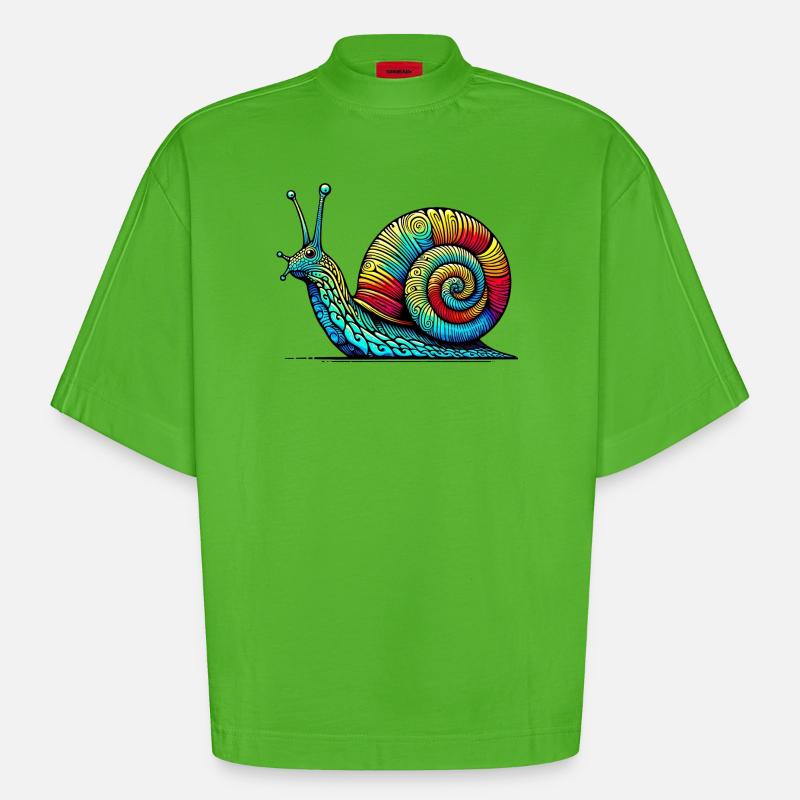 Escargot - T-shirt bio épais oversize Boxy fabriqué en UE - Apple Neon