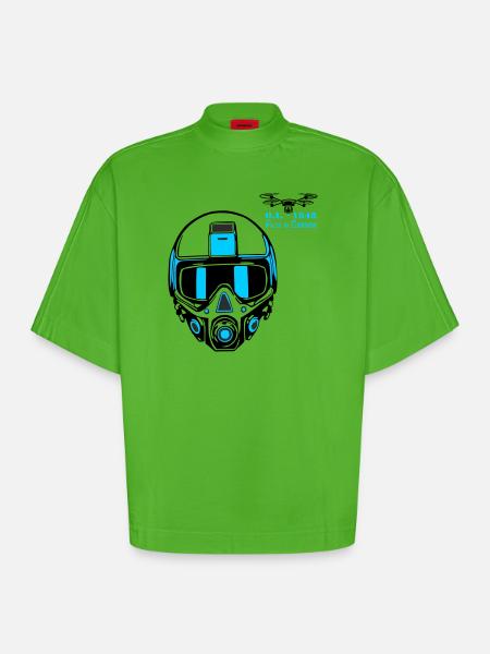 Drohnenpilot 2 - Heavyweight Oversized Organic Boxy T-Shirt Made in EU - Apple Neon