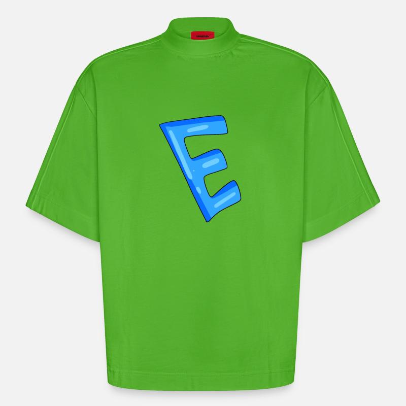 Buchstabe E Anfangsbuchstabe - Heavyweight Oversized Organic Boxy T-Shirt Made in EU - Apple Neon