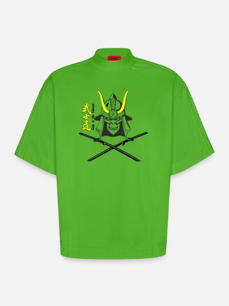 Samuraihelm Kabuto 5 - Heavyweight Oversized Organic Boxy T-Shirt Made in EU - Apple Neon