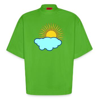 Sun behind cloud - Heavyweight Oversized Organic Boxy T-Shirt Made in EU - Apple Neon - Front