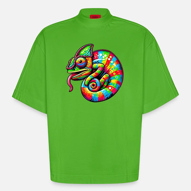 Caméléon - T-shirt bio épais oversize Boxy fabriqué en UE - Apple Neon