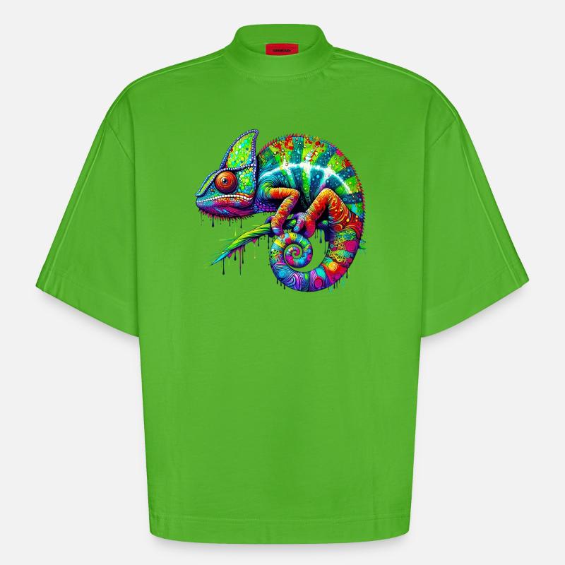 Caméléon - T-shirt bio épais oversize Boxy fabriqué en UE - Apple Neon