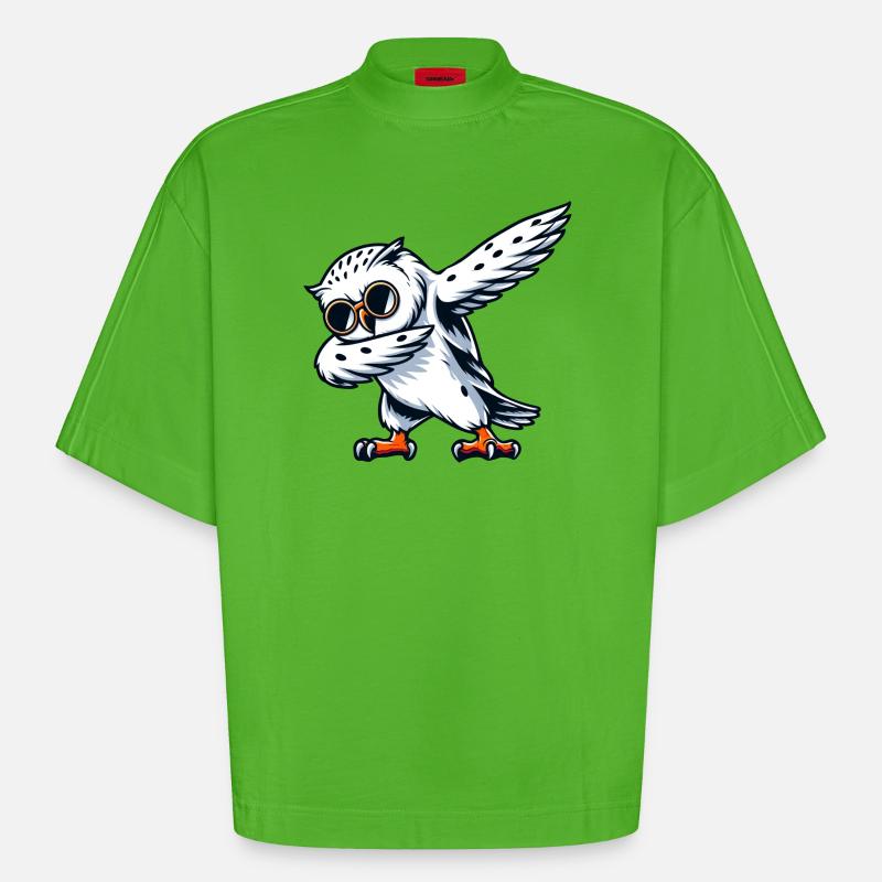 Coole Schneeeule Dabbing Pose - Heavyweight Oversized Organic Boxy T-Shirt Made in EU - Apple Neon