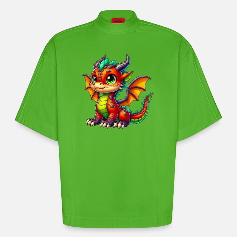Drache - Heavyweight Oversized Organic Boxy T-Shirt Made in EU - Apple Neon