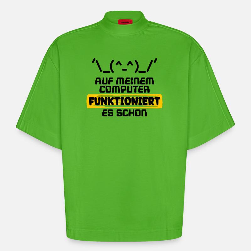 Erklæring om udviklererklæring Kode Scripting Programmør - Heavyweight oversized organic boxy T-shirt made in EU - Apple Neon