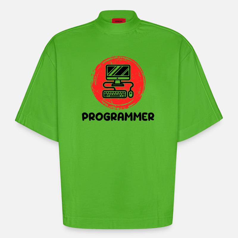 Développeur informatique Programmeur Code Scripting - T-shirt bio épais oversize Boxy fabriqué en UE - Apple Neon