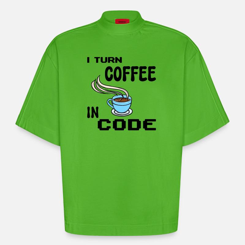 Programmeur de code Scripting Statement Développeur - T-shirt bio épais oversize Boxy fabriqué en UE - Apple Neon