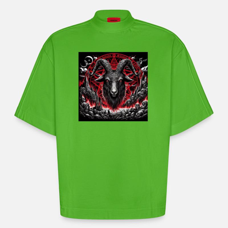 Billy goat - Heavyweight Oversized Organic Boxy T-Shirt Made in EU - Apple Neon