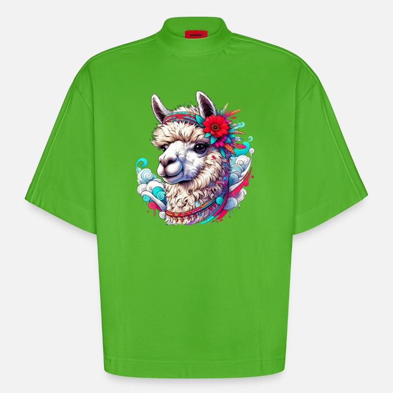 Alpaca - Heavyweight Oversized Organic Boxy T-Shirt Made in EU - Apple Neon