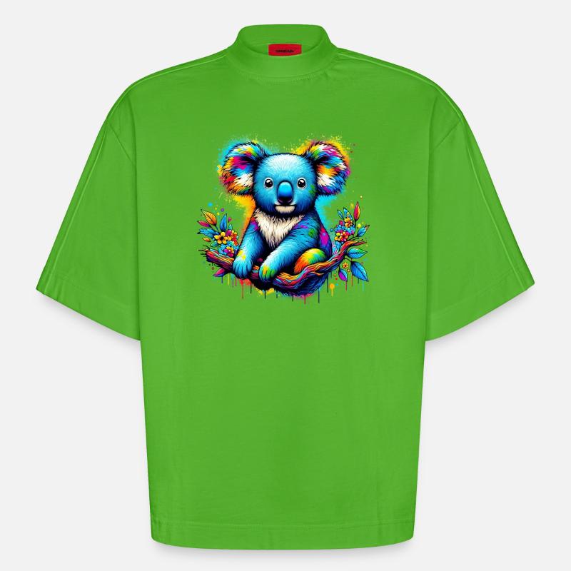 Koala - T-shirt bio épais oversize Boxy fabriqué en UE - Apple Neon