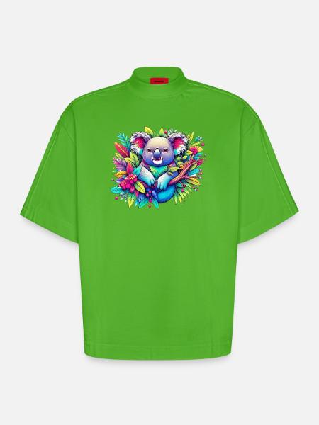 Koala - T-shirt bio épais oversize Boxy fabriqué en UE - Apple Neon