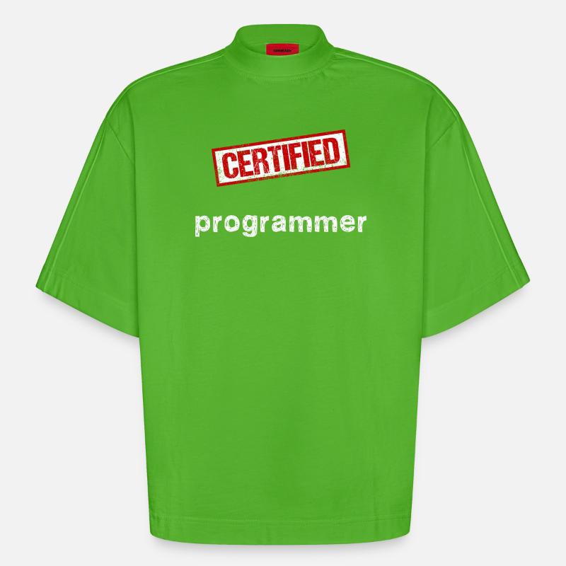 Programmeur - T-shirt bio épais oversize Boxy fabriqué en UE - Apple Neon