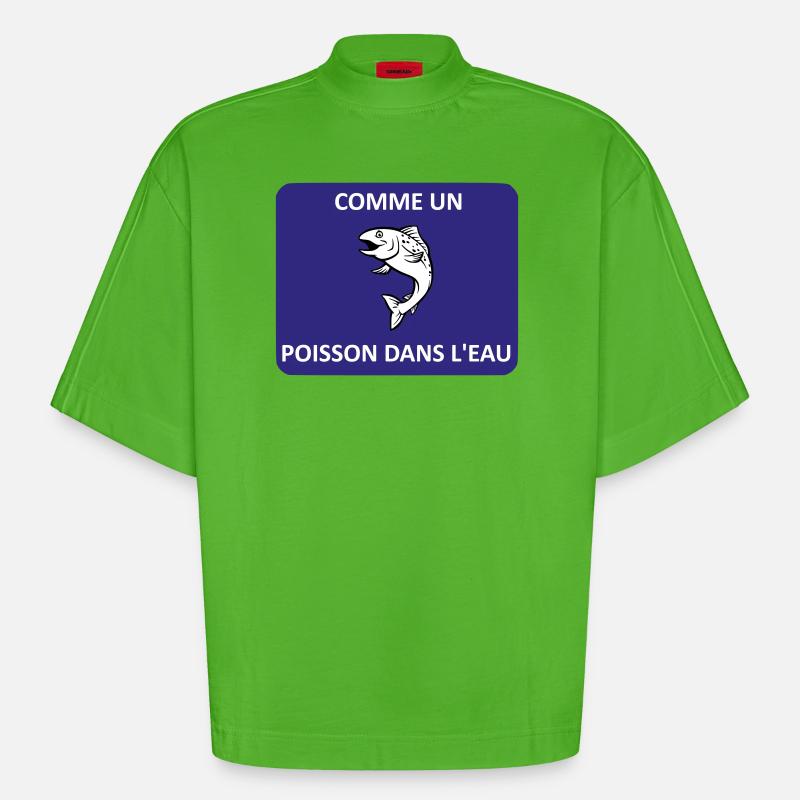 Comme un poisson dans l'eau - T-shirt bio épais oversize Boxy fabriqué en UE - Apple Neon