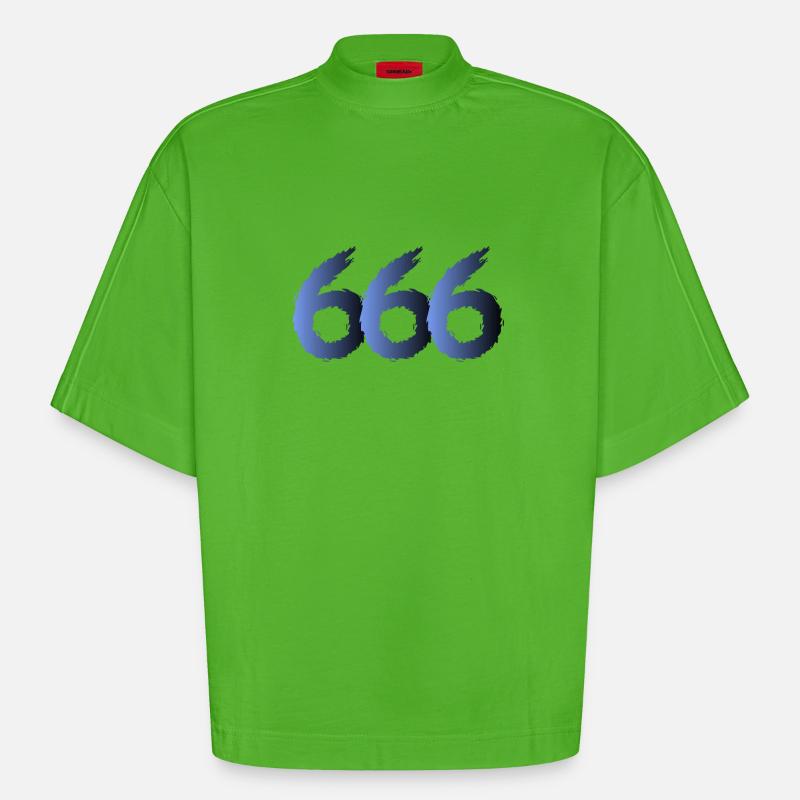 666 Satan Symbol - Devil - Evil - Heavyweight Oversized Organic Boxy T-Shirt Made in EU - Apple Neon