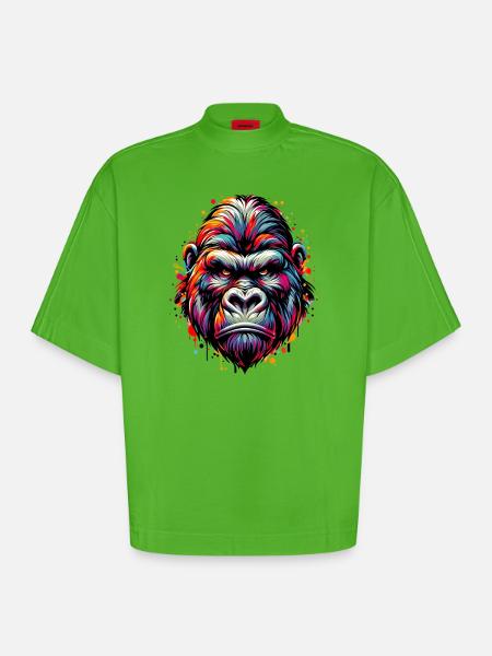 Gorille - T-shirt bio épais oversize Boxy fabriqué en UE - Apple Neon